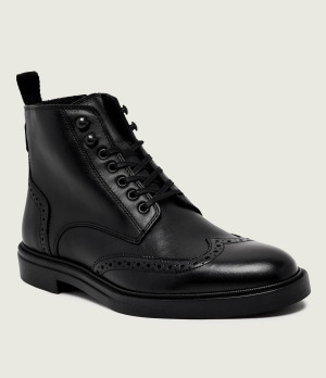 BOSS BLACK Skórzane buty wysokie Calev_Halb_ltbrfb