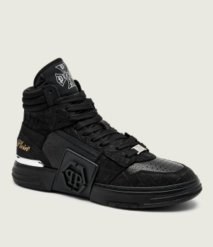 Philipp Plein Skórzane sneakersy Nubuck Mid Top Phantom