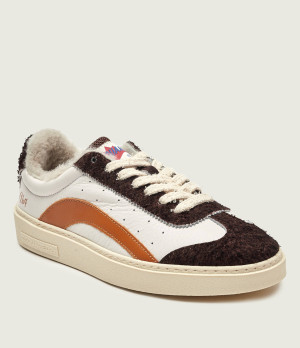 Dsquared2 Skórzane sneakersy Rider | shearling | z dodatkiem wełny