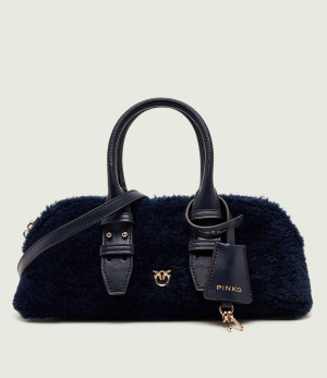Pinko Kuferek Bowling Bag Horizontal Imitati | shearling | z dodatkiem skóry