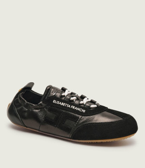 Elisabetta Franchi Skórzane sneakersy | zamsz