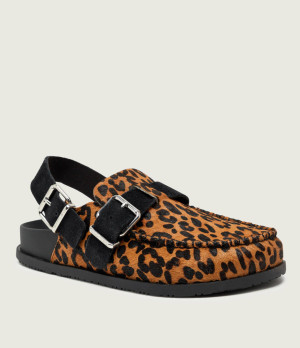Tommy Jeans Skórzane mule LEOPARD