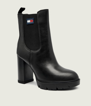Tommy Jeans Skórzane botki na słupku