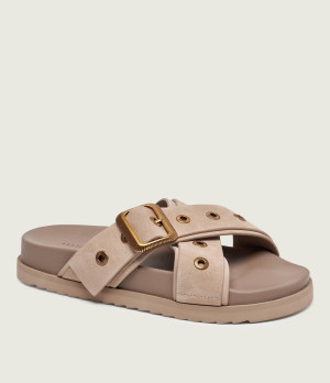 AllSaints Skórzane klapki SUKI WESTERN | zamsz