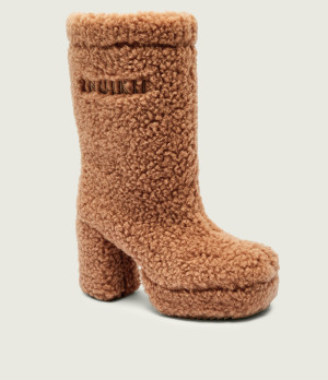 INUIKII Wełniane kozaki na słupku CURLY HIGH | z dodatkiem skóry | shearling