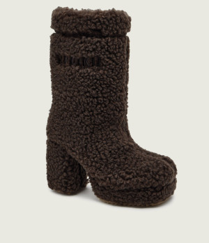 INUIKII Wełniane kozaki na słupku CURLY HIGH | z dodatkiem skóry | shearling
