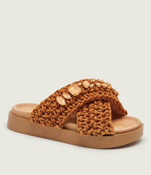 INUIKII Klapki WOVEN STONES | zamsz