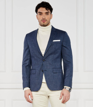 BOSS BLACK Wełniana marynarka Hutson | Slim Fit | z dodatkiem lnu
