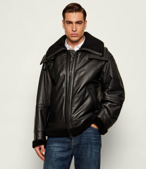 BOSS ORANGE Skórzana kurtka Joglaci | Relaxed fit | shearling