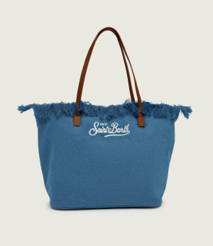 ST.Barth Jeansowa shopperka City | z dodatkiem skóry