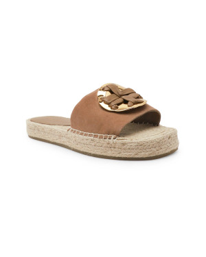 TORY BURCH Klapki Woven Double | zamsz