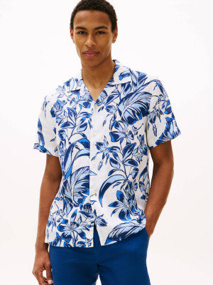 Tommy Hilfiger Lniana koszula FLORAL | Regular Fit