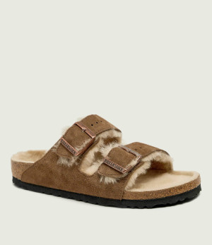 Birkenstock Klapki Arizona | zamsz | z dodatkiem wełny | narrow fit | shearling