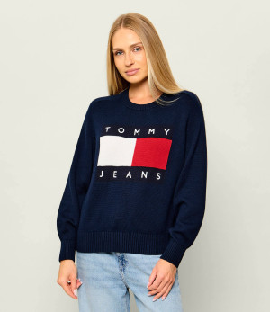 Tommy Jeans Sweter | Relaxed fit | z dodatkiem wełny