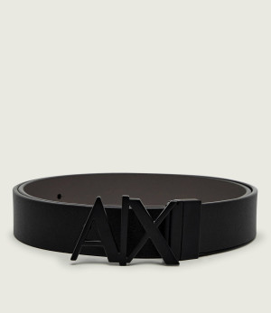 Armani Exchange Skórzany dwustronny pasek