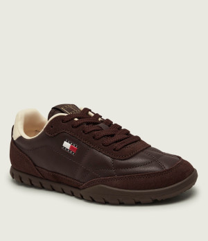 Tommy Jeans Skórzane sneakersy | zamsz