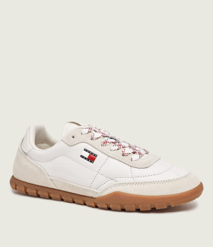Tommy Jeans Skórzane sneakersy | zamsz