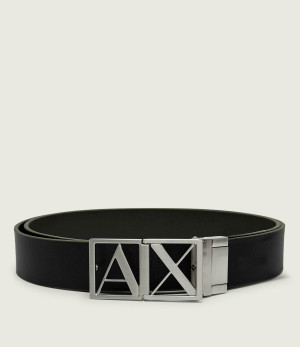Armani Exchange Skórzany dwustronny pasek