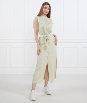 Calvin Klein Sukienka z paskiem TENCEL SLEEVELESS SHIRT DRESS | z dodatkiem lnu