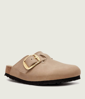 Birkenstock Skórzane klapki Boston BB | Shearling | z dodatkiem wełny | narrow fit