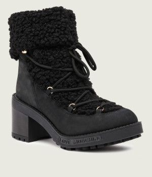 Love Moschino Botki na słupku | shearling | z dodatkiem skóry