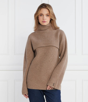 Calvin Klein Wełniany golf RECYCLED OVERLAY SWEATER | Regular Fit