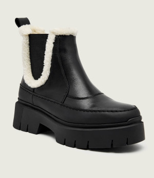 HUGO Skórzane sztyblety Kris_ChBootie_FRLT | shearling