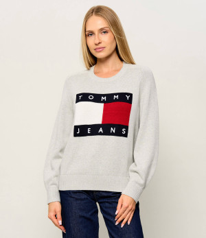 Tommy Jeans Sweter | Relaxed fit | z dodatkiem wełny
