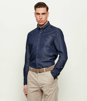 Emporio Armani Koszula | Regular Fit | z dodatkiem lnu