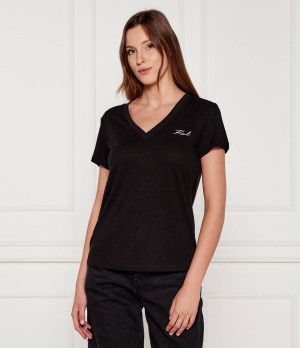 Karl Lagerfeld Lniany t-shirt | Regular Fit