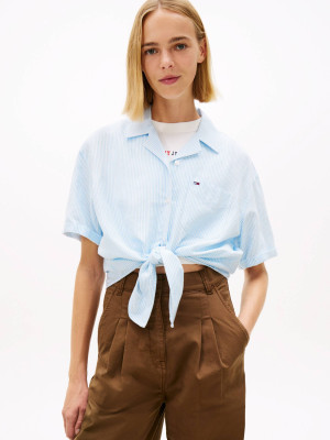 Tommy Jeans Lniana koszula | Cropped Fit