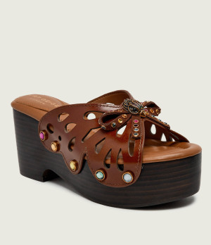 Kurt Geiger Skórzane klapki BUTTERFLY WEDGE