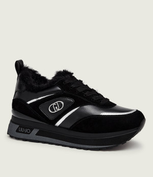 Liu Jo Skórzane sneakersy Maxi Wonder 97 | zamsz