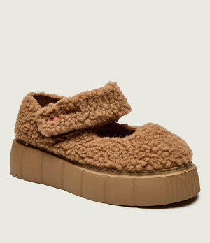 INUIKII Wełniane baleriny Matilda M.J. Curly Mary Jane | shearling | z dodatkiem skóry