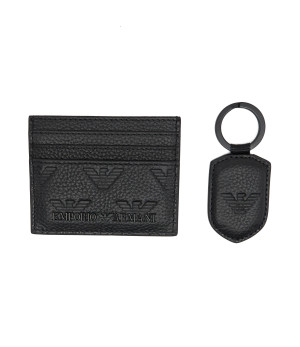Emporio Armani Skórzane etui na karty + brelok