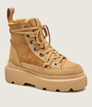 INUIKII Botki na platformie MATILDA | shearling | zamsz