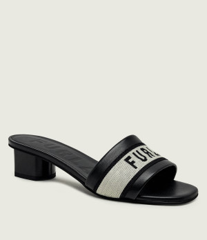 Furla Skórzane klapki na słupku FURLA CILINDRO