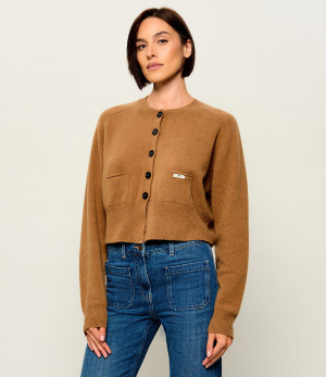Elisabetta Franchi Wełniany kardigan | Cropped Fit | z dodatkiem kaszmiru