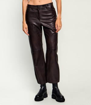 Weekend MaxMara Skórzane spodnie Wkddeserto | Regular Fit