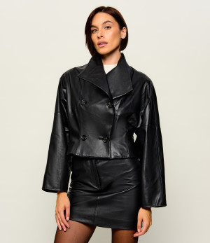 Marella Skórzana kurtka Mlltessile | Cropped Fit