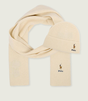 POLO RALPH LAUREN Wełniany szal + czapka