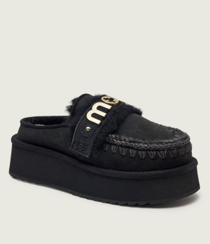 MOU Ocieplane mule Platform clog - letter logo | shearling | zamsz