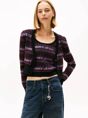 Tommy Jeans Kardigan FAIRISLE | Cropped Fit | z dodatkiem wełny
