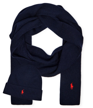 POLO RALPH LAUREN Wełniany szal + czapka