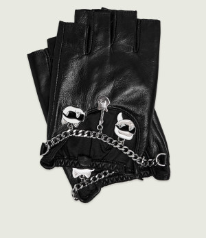 Karl Lagerfeld Skórzane rękawiczki Ikon Charms