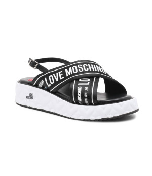 Love Moschino Skórzane sandały NASTROLOGO