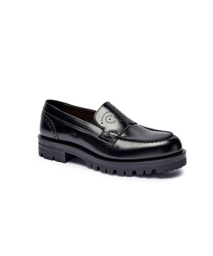 BOSS BLACK Skórzane loafersy Helen