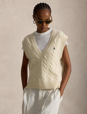 POLO RALPH LAUREN Wełniana kamizelka | Loose fit | z dodatkiem kaszmiru