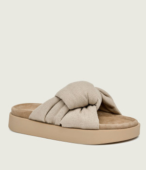 INUIKII Lniane klapki Oversized Linen Knot | zamsz