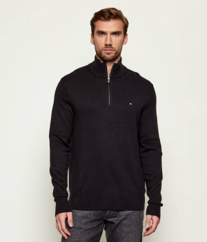 Tommy Hilfiger Sweter ZIP MOCK | Regular Fit | z dodatkiem kaszmiru